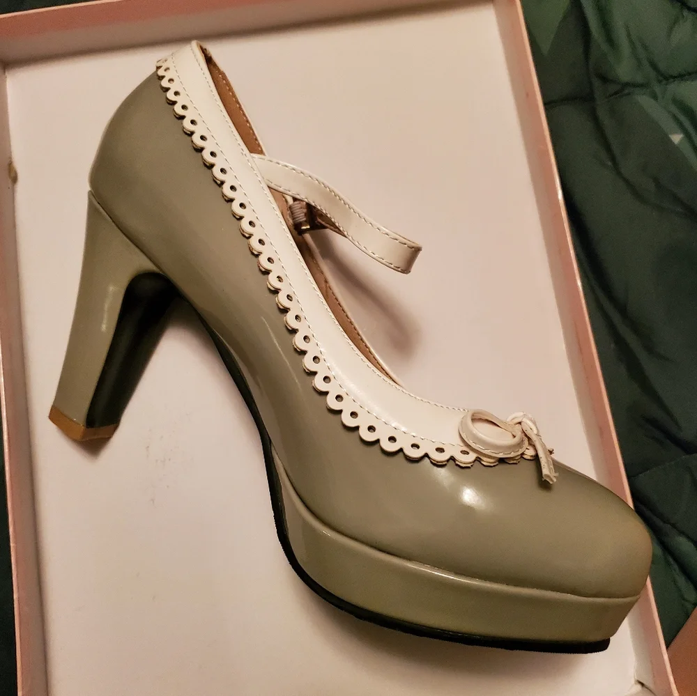 Pixie Cove Shona Mary Jane Heel sz 39 Gray - Picture 2 of 7